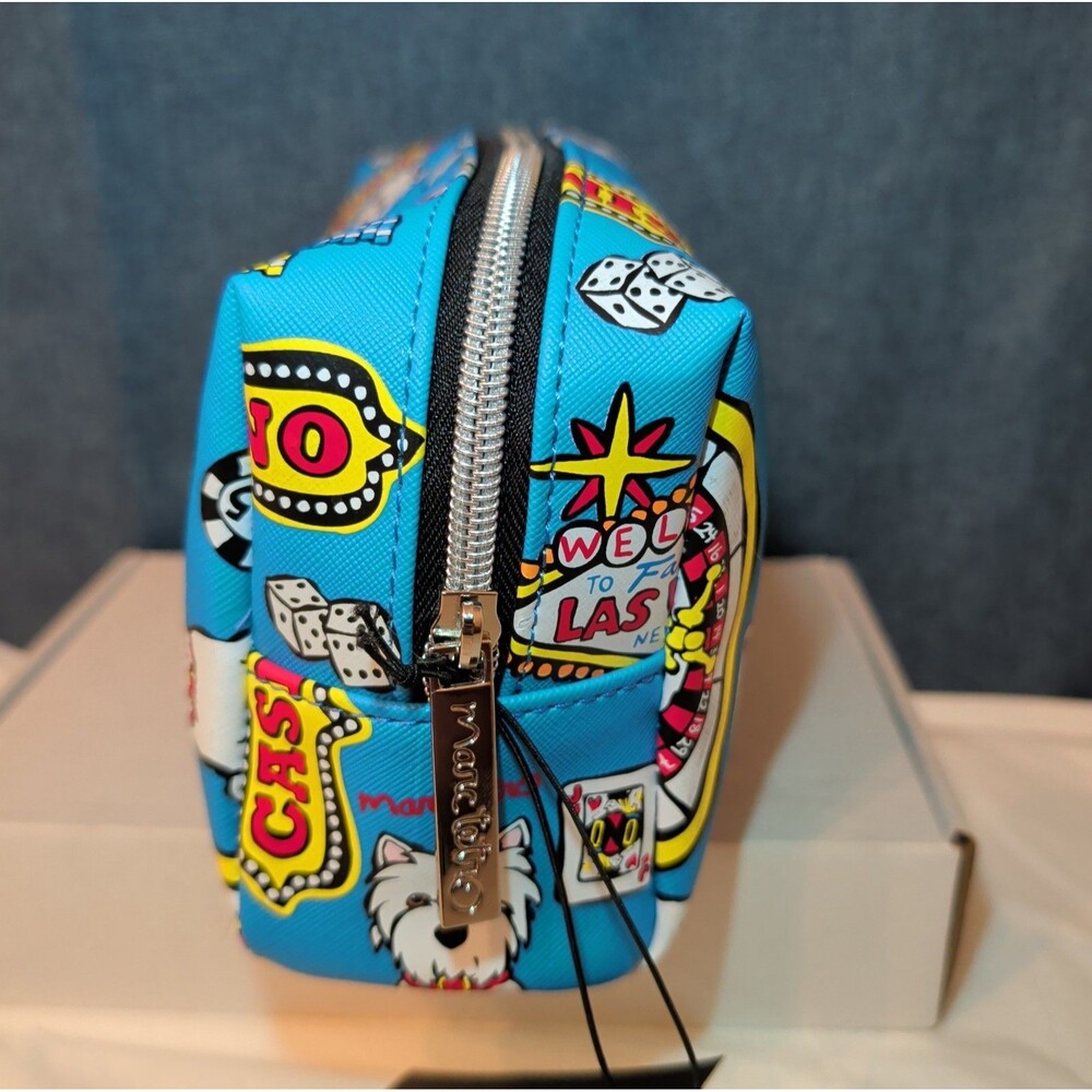NWT Marc Tetro Las Vegas Westie Travel Bag Blue Saffiano Cosmetic Pouch New - Picture 16 of 16